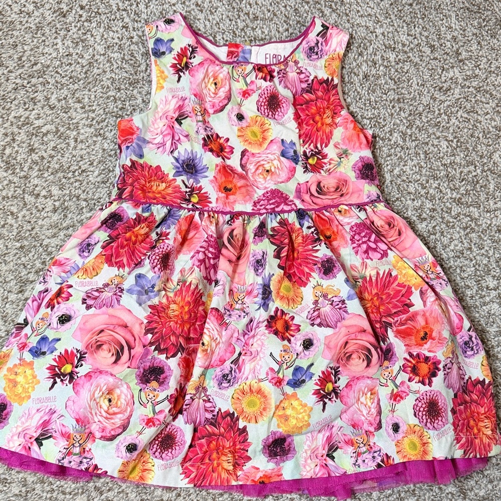 Florabelle Girls’ Floral Sundress with Fairea & Princesses and Tulle Layer. 4T